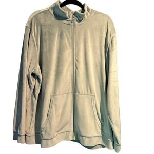 Athletic Works Size 2X Pale Green Velour Zip up Jacket Pockets Track Jacket Gym